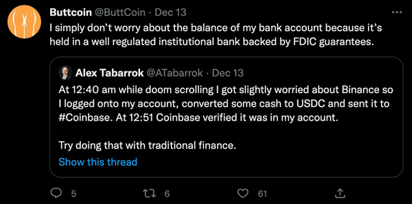 A Buttcoiner expressing their opinion on Twitter