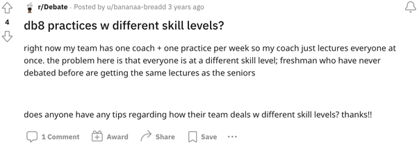 A db8r posting on Reddit