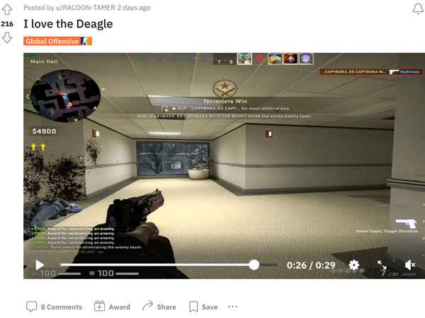 A CS:GO player showing off the deagle