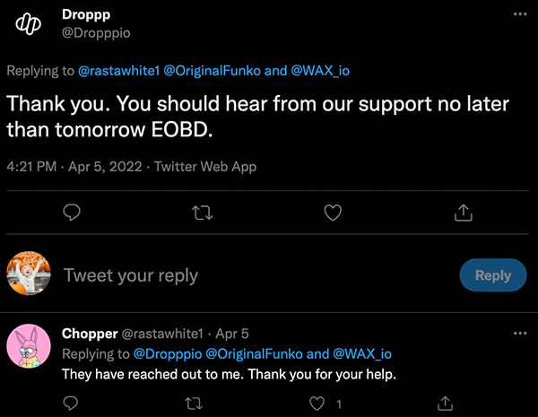 Product support communication on Twitter