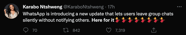 A Twitter user who is here for good feature changes