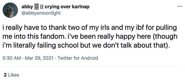 Shout-out tweet to an IBF
