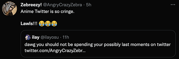 Anime Twitter is so cringe, lawls!