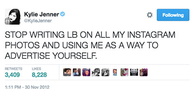 Kylie does not want to see your LBs