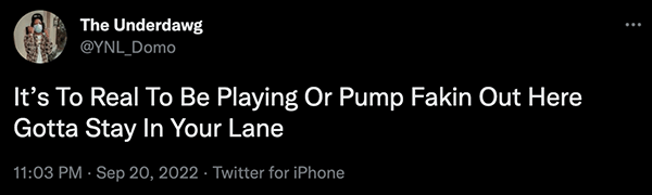 Pump fakin tweet