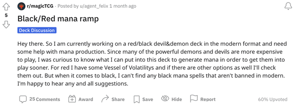 An MTG player looking for advice about how to ramp