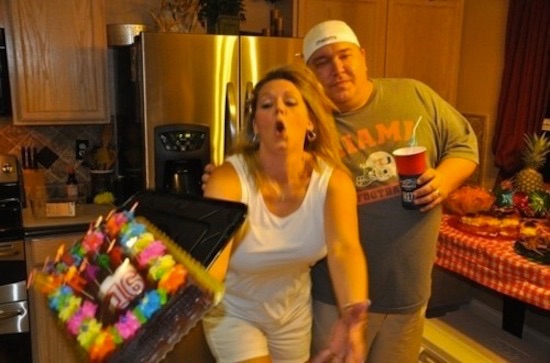 A woman dropping a birthday cake turning the party into a red wedding