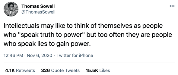 Tweet calling out "intellectual" hypocrites