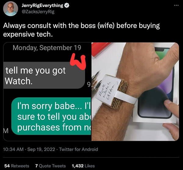 Always check with your partner before buying expensive tech