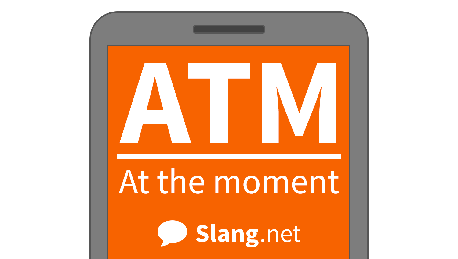 You may see "ATM" (or "atm") in messages to mean "at the moment"