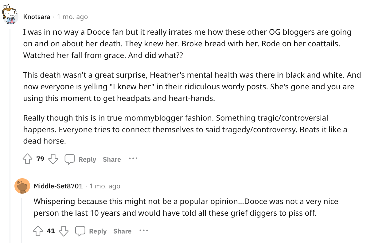 A discussion of grief diggers on Reddit