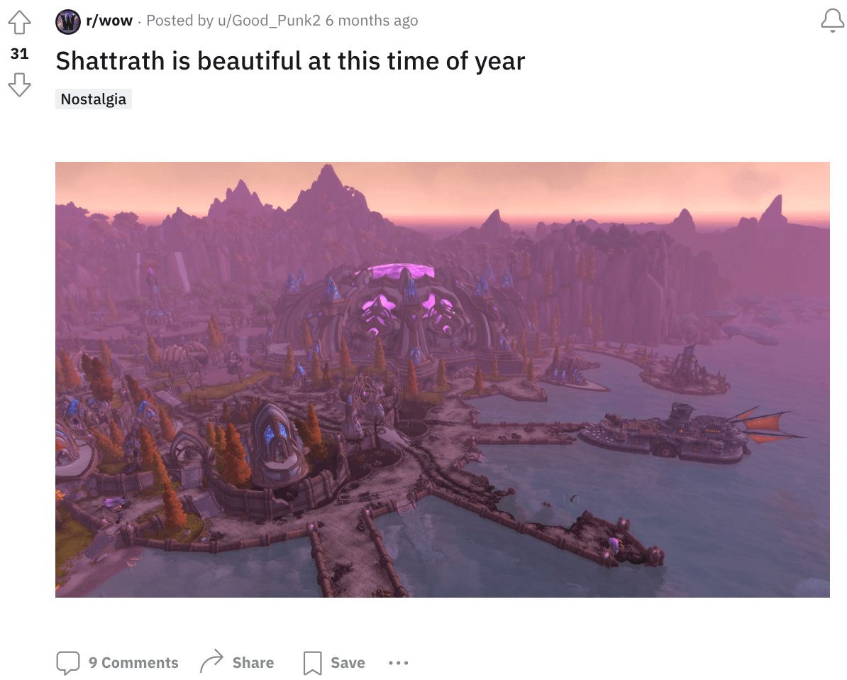 A WoW player showing off a screenshot of Shatt